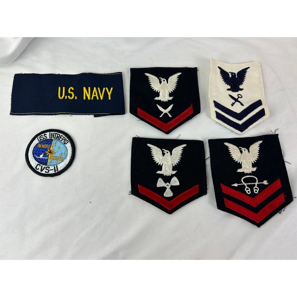 US Navy Patch Lot USS Intrepid CVS 11 Rating Badges Eagle Insignia